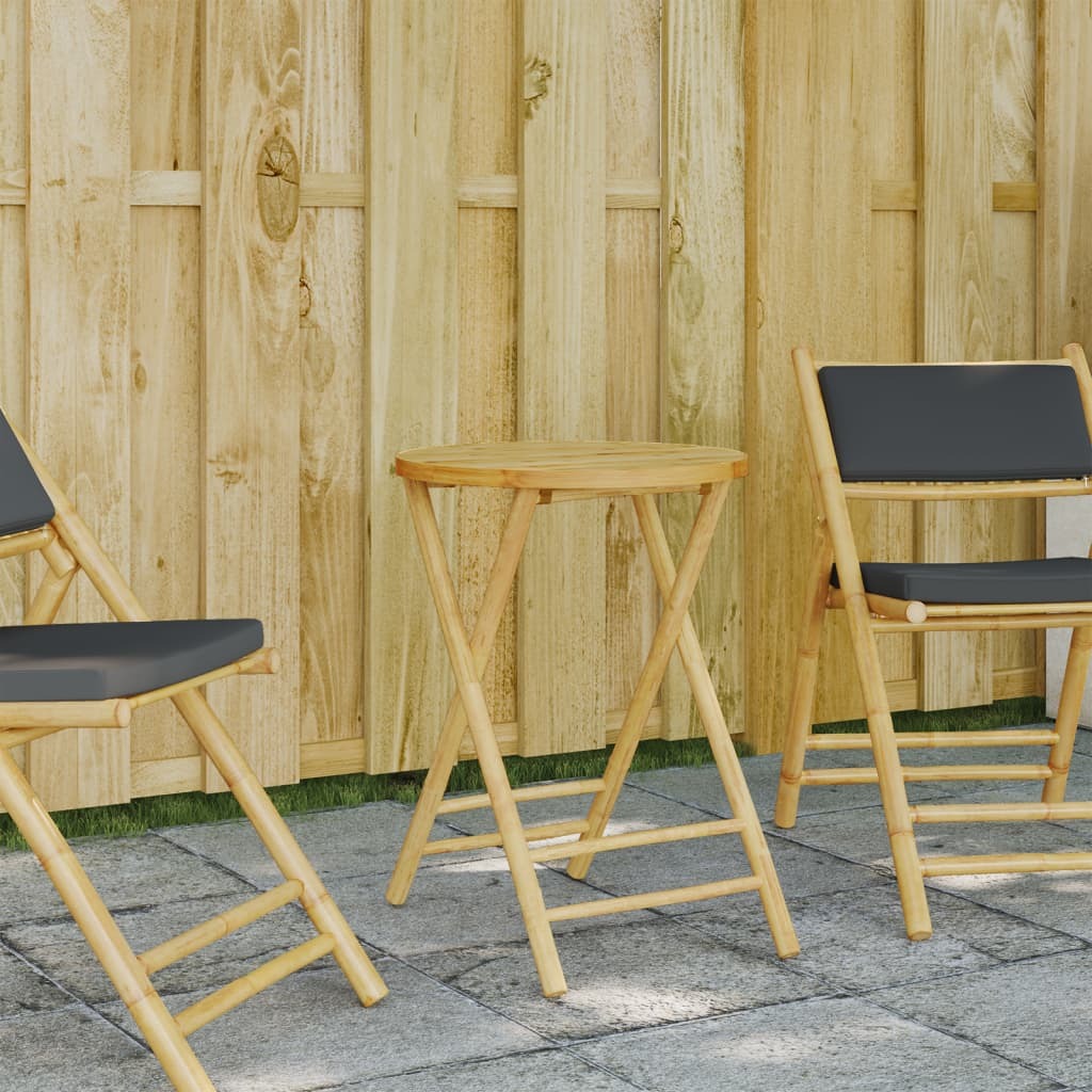 Garden Table Natural Bamboo Medium Foldable Garden Table Round