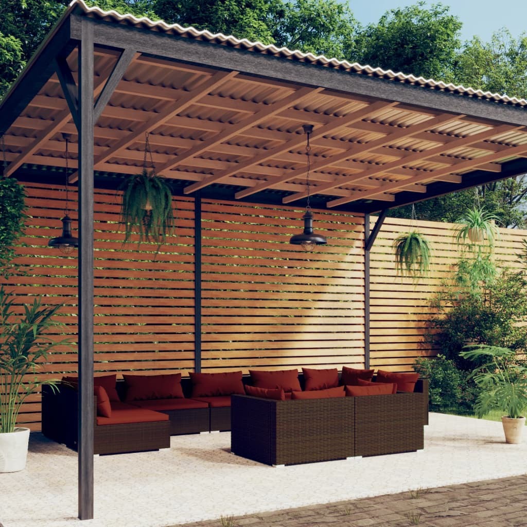 Garden Lounge Set Brown & Cinnamon red