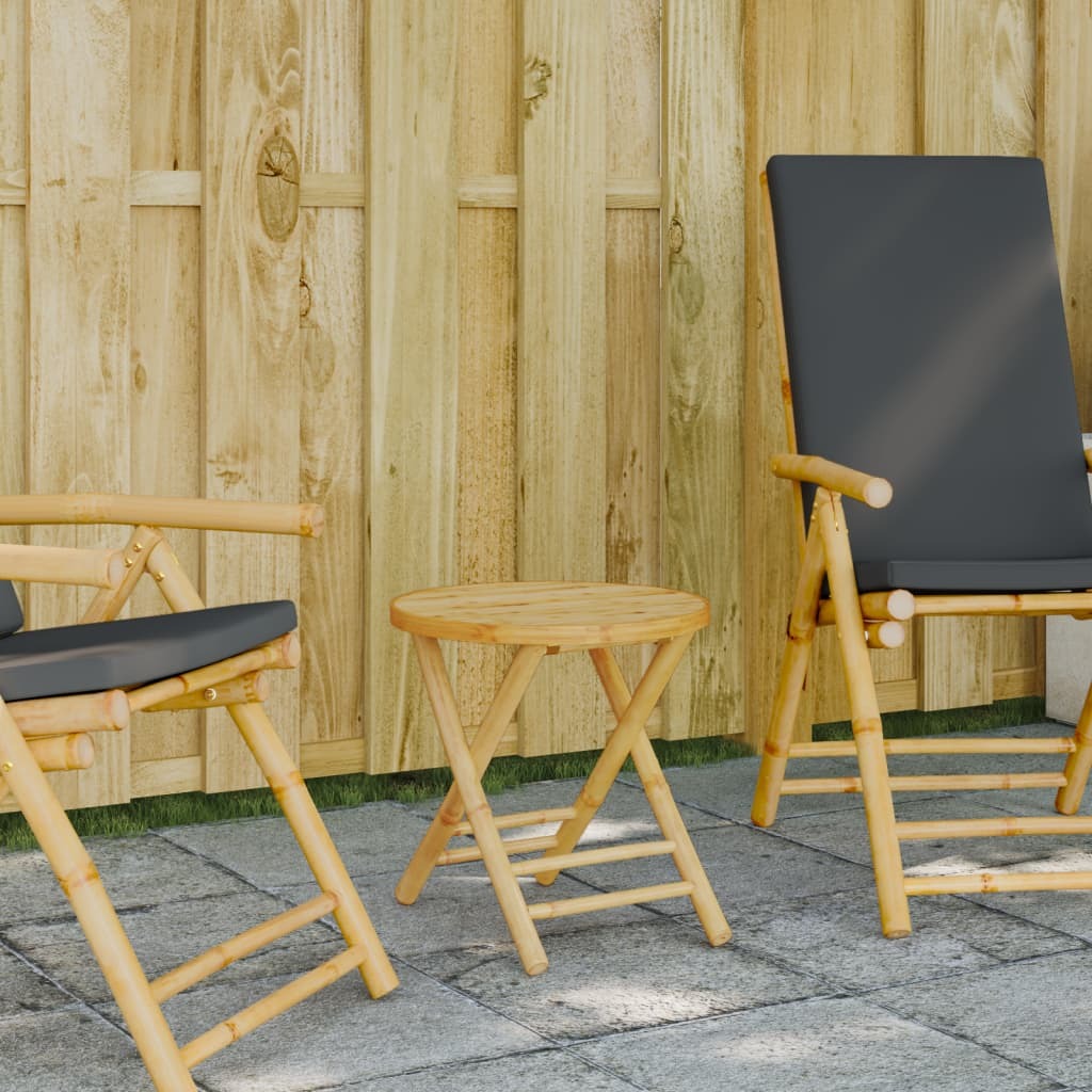 Garden Table Natural Bamboo Bamboo 17.7 in Diameter Foldable
